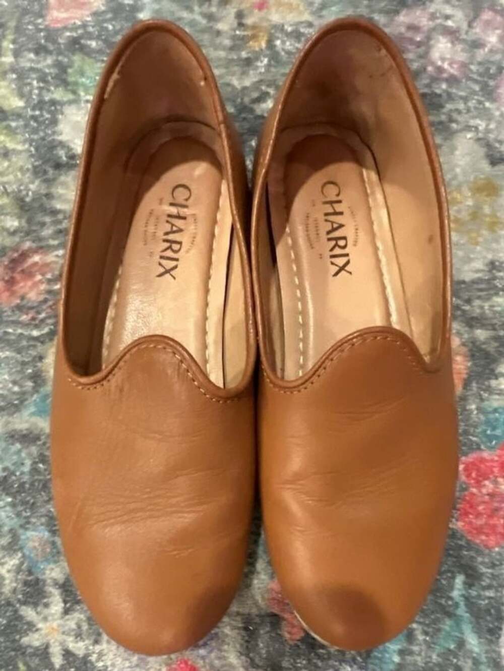 Charix Artisan Shoes Slip On Size US 6.5 / EU 37 Camel Leather Flat